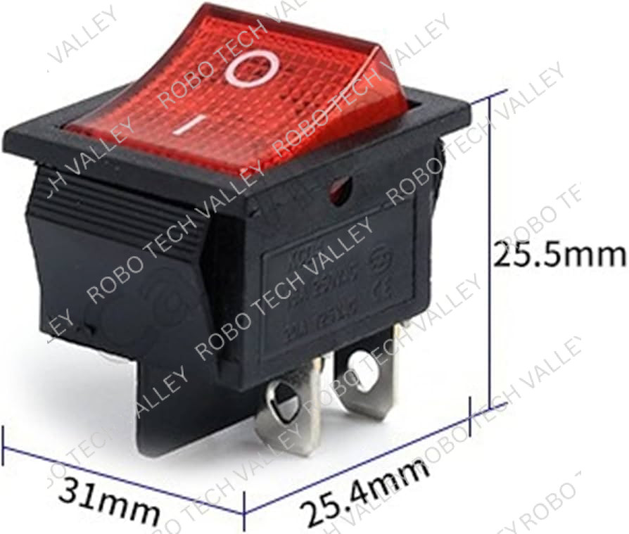 Rocker Switch Big 4 Pins Red